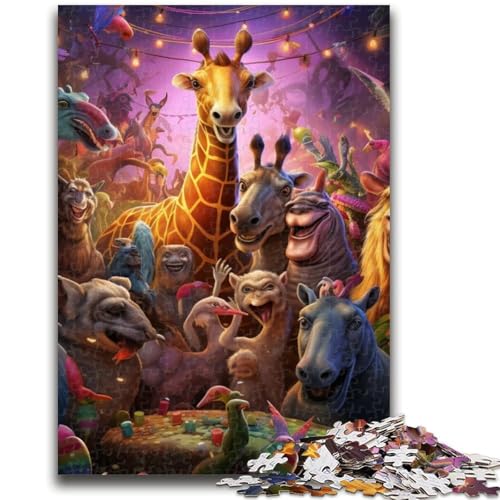 1000-teiliges Puzzle für Teenager, Tierparty, 1000 Teile für Teenager, Wichtelgeschenke für Kinder ab 14 Jahren (26x38cm) von GKJPOXZJ