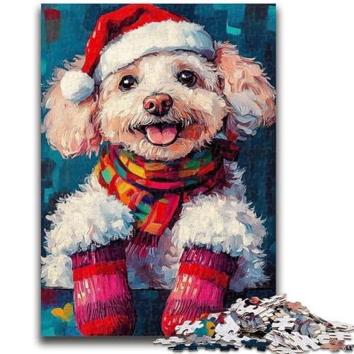 1000-teiliges Puzzle für Teenager, Weihnachts-Teddy-Hunde-Puzzles, dekomprimierendes intellektuelles Lernspielzeug, perfekte Dekoration (38x26cm) von GKJPOXZJ