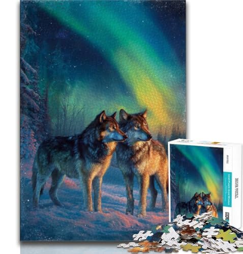 1000-teiliges Puzzle für Teenager, Wolf unter der Aurora, Stressabbau, Staycation, Zeit totschlagen, Liebe zwischen Paaren stärken, 75x50cm 1000-teiliges Puzzle für Teenager, Wolf unter der Aurora, Stressabbau, Staycation, Zeit totschlagen, Liebe zwischen Paaren stärken, 75x50cm von GKJPOXZJ