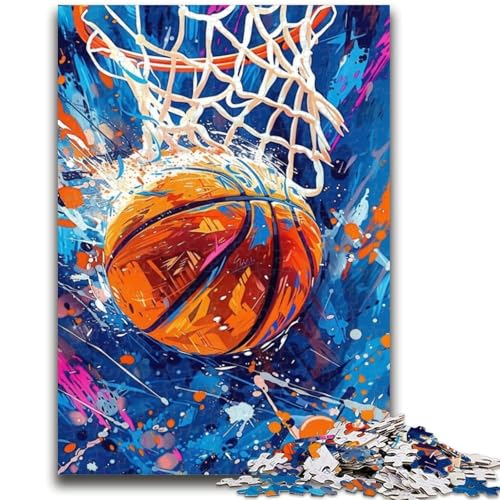 1000-teiliges Puzzle für Teenager, buntes Basketball-Puzzle für Erwachsene, Quizspiel, ganze Familie (26x38cm) von GKJPOXZJ