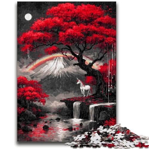 1000-teiliges Puzzle für Teenager, geheimnisvoller Berg Fuji, 1000 Teile für Erwachsene, Quizspiel, Wanddekoration, einzigartige Geburtstags (26x38cm) von GKJPOXZJ