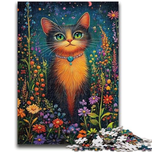 1000-teiliges Puzzle für Teenager, künstlerisches Katzen-Ölgemälde, Puzzle für Erwachsene, Quizspiel, ganze Familie (50x75cm) von GKJPOXZJ