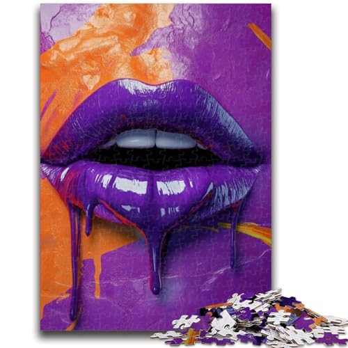 1000-teiliges Puzzle für Teenager, lila Lippen, Lernspiele, Heimdekoration, geeignet für die Schreibtischdekoration (38x26cm) von GKJPOXZJ