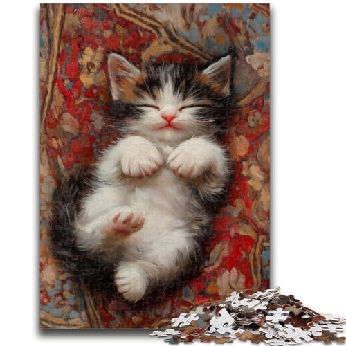 1000-teiliges Puzzle für Teenager, schlafende Katze, 1000 Teile für Teenager, für Lernspiele, Herausforderungsspielzeug, einzigartige Heimdekoration und Geschenke (50x75cm) von GKJPOXZJ