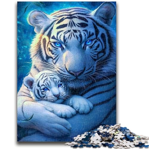 1000-teiliges Puzzle mit weißem Tiger für Erwachsene, Lernspielzeug, Familienspiele, Geschenke für Freunde und Familie (26x38cm) von GKJPOXZJ