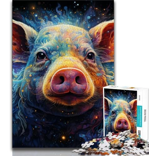 Art Pigs Puzzles für Teenager, anspruchsvoll zu vervollständigen, Aber lustig und humorvoll, mit passendem Poster und Quizblatt, 75x50cm von GKJPOXZJ