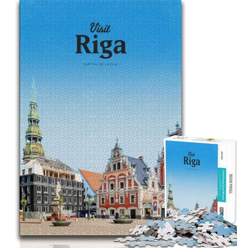 Besuchen Sie Riga, Puzzle für Teenager, 1000 Teile, anspruchsvolles Spiel, Geschenke für die ganze Familie, 75x50cm von GKJPOXZJ