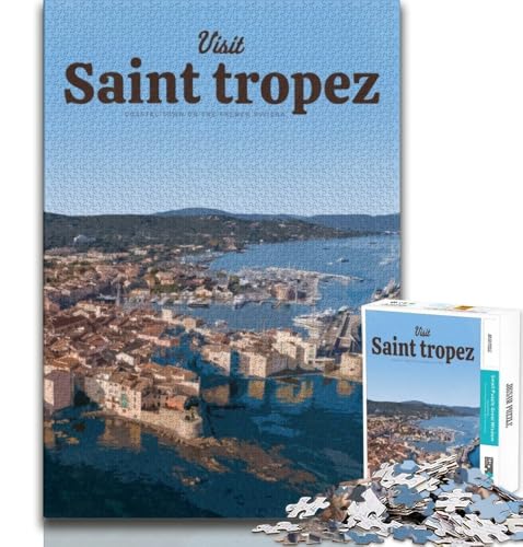 Besuchen Sie Saint Tropez, 1000-teiliges Puzzle für Erwachsene und Jugendliche, Lernspielzeug, Familienspiele mit passendem Poster und Quizblatt, 38x26cm Besuchen Sie Saint Tropez, 1000-teiliges Puzzle für Erwachsene und Jugendliche, Lernspielzeug, Familienspiele mit passendem Poster und Quizblatt, 38x26cm von GKJPOXZJ