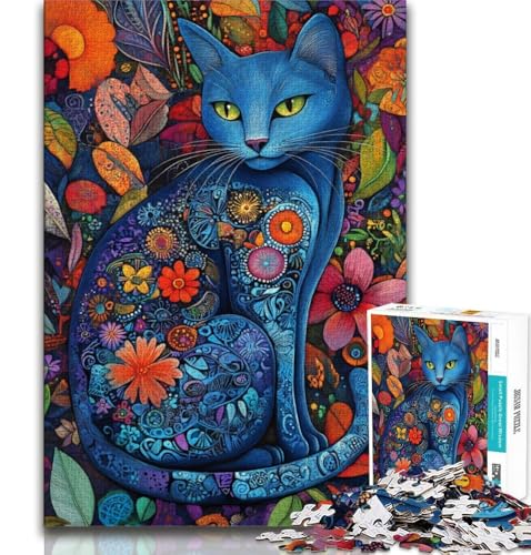 Blue Cat Art 1000-teiliges Puzzle für Erwachsene und Jugendliche, Familienspiel zum Stressabbau, schwierige Herausforderung, Künstlersammlung, bildende Kunst, 38x26cm von GKJPOXZJ