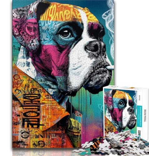 Boxer-Hunde-Puzzles für Teenager, 1000 Teile, Mustermontage, Spaß bei Aktivitäten zu Hause, Geburtstagsgeschenk, Reisegeschenke, 38x26cm Boxer-Hunde-Puzzles für Teenager, 1000 Teile, Mustermontage, Spaß bei Aktivitäten zu Hause, Geburtstagsgeschenk, Reisegeschenke, 38x26cm von GKJPOXZJ