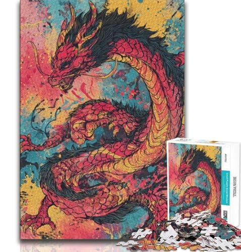 Chinesisches Drachen-Puzzle für Erwachsene, 1000 Teile, Lernspielzeug, Familienspiele, Geschenke für Freunde und Familie, 38x26cm Chinesisches Drachen-Puzzle für Erwachsene, 1000 Teile, Lernspielzeug, Familienspiele, Geschenke für Freunde und Familie, 38x26cm von GKJPOXZJ