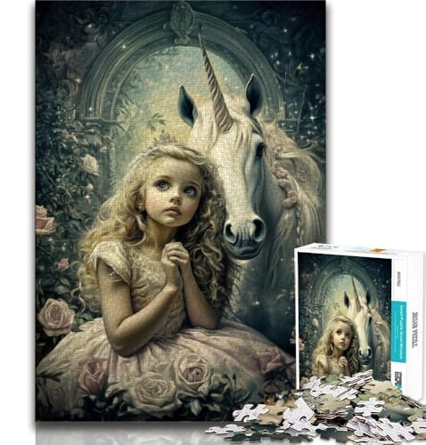 Einhorn-Mädchen-Puzzle für Teenager, 1000 Teile, anspruchsvolles Spiel, Geschenke für die ganze Familie, 75x50cm von GKJPOXZJ