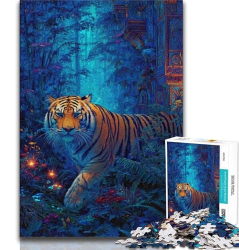 Fantasy Tiger Puzzle 1000 Teile für Erwachsene, anspruchsvolles Spiel und Familienspiel, ganze Familie, 75x50cm von GKJPOXZJ