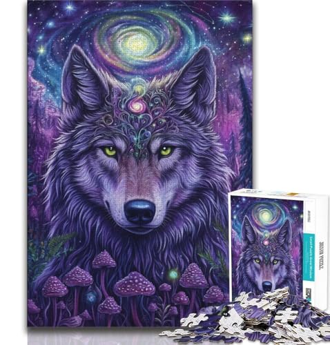 Fantasy Wolf Puzzle 1000 Teile für Erwachsene, anspruchsvolles Spiel und Familienspiel, ganze Familie, 38x26cm von GKJPOXZJ