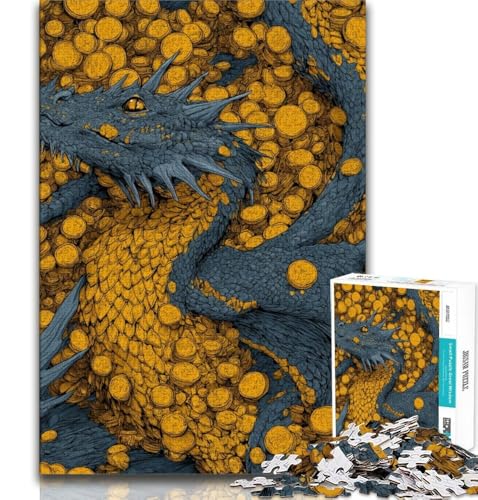 Golden Dragon Puzzle 1000 Teile für Teenager, Denkspiel, Wanddekoration, einzigartige Geburtstags, 38x26cm Golden Dragon Puzzle 1000 Teile für Teenager, Denkspiel, Wanddekoration, einzigartige Geburtstags, 38x26cm von GKJPOXZJ