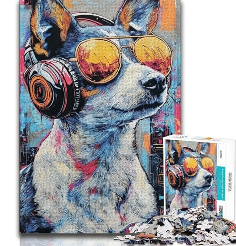 Hund mit Kopfhörern, Puzzle für Teenager, 1000 Teile, anspruchsvolles Spiel, Geschenke für die ganze Familie, 38x26cm Hund mit Kopfhörern, Puzzle für Teenager, 1000 Teile, anspruchsvolles Spiel, Geschenke für die ganze Familie, 38x26cm von GKJPOXZJ