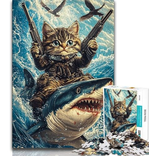 Katzen- und Hai-Puzzles für Erwachsene und Teenager, Puzzle, hilft dem Gehirn beim Trainieren, süchtig machendes Spielzeug, um Geduld zu fördern, geeignet für Paare, 38x26cm Katzen- und Hai-Puzzles für Erwachsene und Teenager, Puzzle, hilft dem Gehirn beim Trainieren, süchtig machendes Spielzeug, um Geduld zu fördern, geeignet für Paare, 38x26cm von GKJPOXZJ