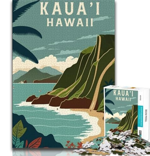 Kauai Hawaii Reise-Puzzle mit 1000 Teilen für Erwachsene und Jugendliche, anspruchsvolles Spiel, Geschenke für die ganze Familie, 38x26cm Kauai Hawaii Reise-Puzzle mit 1000 Teilen für Erwachsene und Jugendliche, anspruchsvolles Spiel, Geschenke für die ganze Familie, 38x26cm von GKJPOXZJ