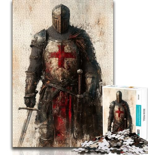 Mittelalterliches Puzzle mit Ritter- und Kriegermalerei für Teenager, 1000 Teile, anspruchsvolles Spiel und Familienspiel mit vollständig ineinandergreifenden, zufällig geformten Teilen, 38x26cm von GKJPOXZJ