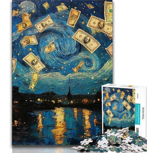 Nachthimmel-Dollarschein-Puzzles für Teenager, 1000-teiliges Puzzle, Familienspiel, Stressabbau, schwierige Herausforderung, Wichtelgeschenke, 75x50cm von GKJPOXZJ