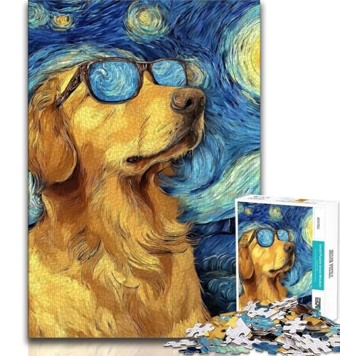 Nachthimmel-Puzzle für Erwachsene, Golden Retriever, 1000 Teile, schwierig, Lernspielzeug, Familienspiele mit passendem Poster und Quizblatt, 75x50cm Nachthimmel-Puzzle für Erwachsene, Golden Retriever, 1000 Teile, schwierig, Lernspielzeug, Familienspiele mit passendem Poster und Quizblatt, 75x50cm von GKJPOXZJ