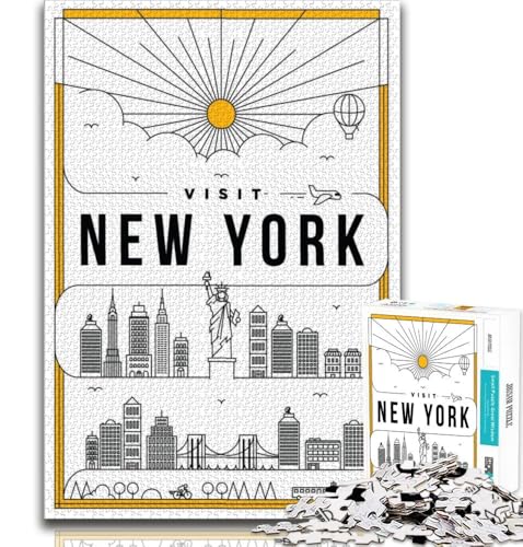 New York City Puzzle 1000 Teile für Teenager, Staycation, Zeit totschlagen, jedes Teil ist einzigartig – anspruchsvolles Familienspiel, 38x26cm von GKJPOXZJ