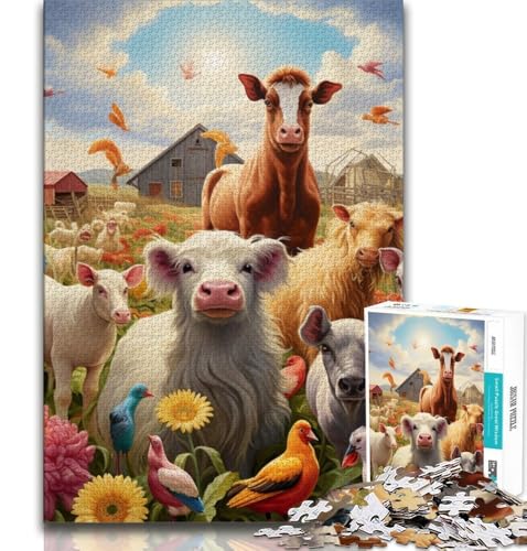 Puzzle 1000 Teile für Erwachsene, Bauernhoftiere, anspruchsvolles Spiel und Lernspiel für die ganze Familie zum Geburtstag, Weihnachten, 38x26cm Puzzle 1000 Teile für Erwachsene, Bauernhoftiere, anspruchsvolles Spiel und Lernspiel für die ganze Familie zum Geburtstag, Weihnachten, 38x26cm von GKJPOXZJ