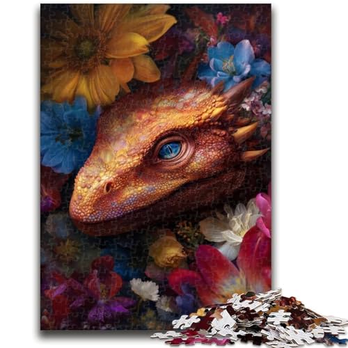 Puzzle 1000 Teile für Erwachsene, Blumendrachenbaby, 1000 Teile für Teenager, stärkt die Liebe zwischen Paaren, für Kinder ab 14 Jahren (50x75cm) von GKJPOXZJ