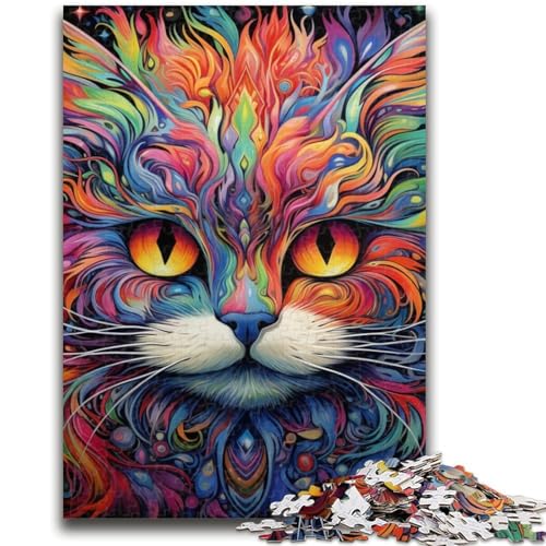 Puzzle 1000 Teile für Erwachsene, Bunte Kunstkatze, 1000 Teile für Teenager, Quizspiel, Wanddekoration, einzigartige Geburtstags (26x38cm) von GKJPOXZJ