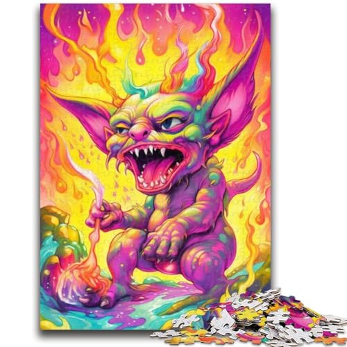 Puzzle 1000 Teile für Erwachsene, Bunte psychedelische Monster, Puzzle für Erwachsene, Stressabbau, schwierige Herausforderung, geeignet als Schreibtischdekoration, (38x26cm) von GKJPOXZJ