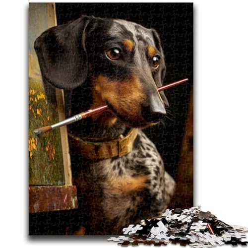 Puzzle 1000 Teile für Erwachsene, Dackel-Maler, Puzzle für Erwachsene, Lernspiel, Herausforderung, Spielzeug, Geburtstagsgeschenk, Geschenke, Wandkunst (38x26cm) von GKJPOXZJ