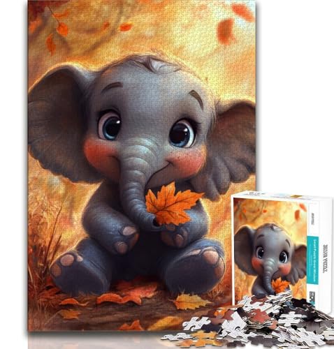 Puzzle 1000 Teile für Erwachsene, Elefantenbaby, anspruchsvolles Spiel und Lernspiel für die ganze Familie zum Geburtstag, Weihnachten, 38x26cm von GKJPOXZJ