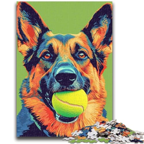 Puzzle 1000 Teile für Erwachsene, Geschenke, Collie spielt mit Tennisball, Puzzles für Erwachsene, Familienunterhaltungsspielzeug mit passendem Poster und Quizblatt, (50x75cm) von GKJPOXZJ