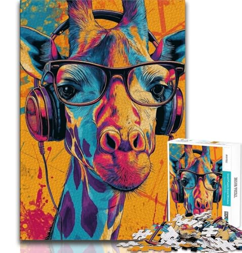 Puzzle 1000 Teile für Erwachsene, Geschenke, Giraffe mit Kopfhörern, Stressabbau, Staycation, Zeit totschlagen, Liebe zwischen Paaren stärken, 75x50cm Puzzle 1000 Teile für Erwachsene, Geschenke, Giraffe mit Kopfhörern, Stressabbau, Staycation, Zeit totschlagen, Liebe zwischen Paaren stärken, 75x50cm von GKJPOXZJ