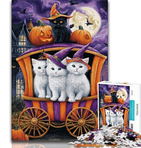 Puzzle 1000 Teile für Erwachsene, Geschenke, Halloween-Katze, Stressabbau, Urlaub zu Hause, Zeit totschlagen, Liebe zwischen Paaren stärken, 38x26cm von GKJPOXZJ