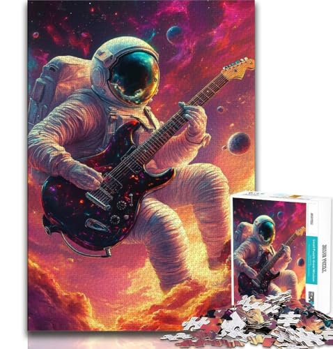 Puzzle 1000 Teile für Erwachsene, Geschenke für Astronauten, die Gitarre Spielen, Lernspiele, Heimdekoration ganze Familie, 38x26cm von GKJPOXZJ