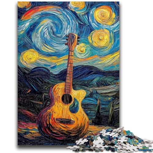 Puzzle 1000 Teile für Erwachsene, Gitarre unter dem Nachthimmel, Puzzle für Erwachsene, Lernspiele, Heimdekoration, einzigartige Heimdekoration und Geschenke (50x75cm) von GKJPOXZJ