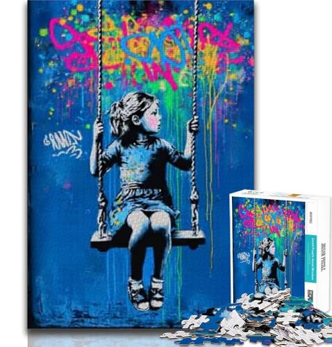 Puzzle 1000 Teile für Erwachsene, Graffiti, kleines Mädchen, hilft dem Gehirn, süchtig machendes Spielzeug zu trainieren, um Geduld zu fördern, Künstlersammlung, bildende Kunst, 38x26cm von GKJPOXZJ
