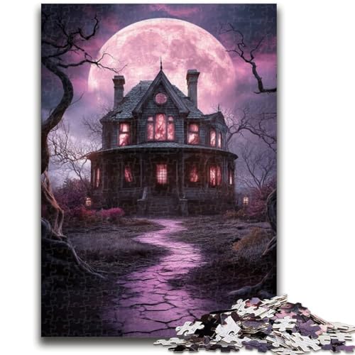 Puzzle 1000 Teile für Erwachsene, Halloween-Schloss, 1000 Teile für Teenager, für Lernspiele, Herausforderungsspielzeug, als Geschenk für die ganze Familie, (38x26cm) von GKJPOXZJ