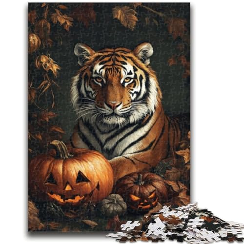 Puzzle 1000 Teile für Erwachsene, Halloween-Tiger, Teenager-Puzzle, pädagogisches Spielzeug zum Stressabbau, tolle Geschenke und Spielzeuge (38x26cm) von GKJPOXZJ