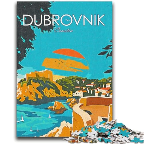 Puzzle 1000 Teile für Erwachsene, Kroatien-Reise-Puzzle, Dubrovnik, anspruchsvolles Spiel, Geschenke, ganze Familie (50x75cm) von GKJPOXZJ