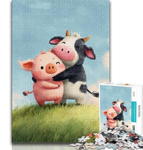 Puzzle 1000 Teile für Erwachsene, Kuh und Schwein, hilft dem Gehirn, süchtig machendes Spielzeug zu trainieren, um Geduld zu fördern, perfekte Dekoration, 38x26cm Puzzle 1000 Teile für Erwachsene, Kuh und Schwein, hilft dem Gehirn, süchtig machendes Spielzeug zu trainieren, um Geduld zu fördern, perfekte Dekoration, 38x26cm von GKJPOXZJ