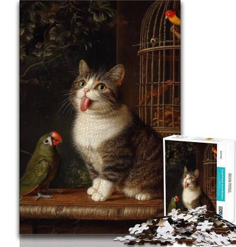 Puzzle 1000 Teile für Erwachsene, Papagei und Katze, Lernspiele, Heimdekoration ganze Familie, 75x50cm Puzzle 1000 Teile für Erwachsene, Papagei und Katze, Lernspiele, Heimdekoration ganze Familie, 75x50cm von GKJPOXZJ