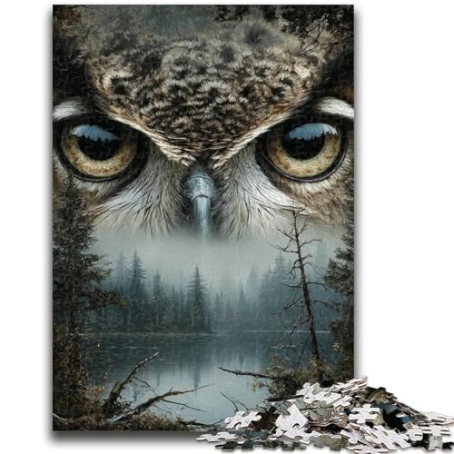 Puzzle 1000 Teile für Erwachsene, Wald-Eulenlandschaft, Teenager-Puzzle, pädagogisches Spielzeug zum Stressabbau, tolle Geschenke und Spielzeuge (38x26cm) von GKJPOXZJ