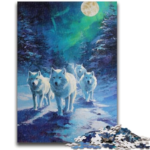 Puzzle 1000 Teile für Erwachsene, Wolf unter der Aurora, Puzzles, Spielzeug, Lernspiele, Stressabbau, einzigartige Geburtstags- und Geschenkideen, (50x75cm) von GKJPOXZJ