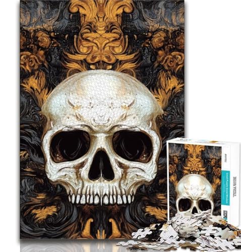 Puzzle 1000 Teile für Erwachsene Goldener Totenkopf, dekomprimierendes intellektuelles Lernspielzeug ganze Familie 75x50cm Puzzle 1000 Teile für Erwachsene Goldener Totenkopf, dekomprimierendes intellektuelles Lernspielzeug ganze Familie 75x50cm von GKJPOXZJ