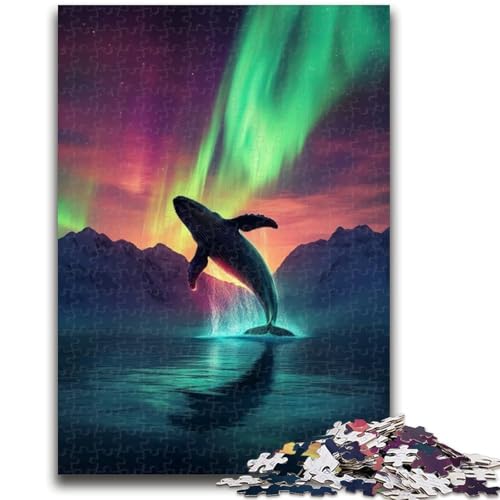 Puzzle 1000 Teile für Erwachsene Wale unter der Aurora, Puzzle für Teenager, Entspannungsspiele, ganze Familie (26x38cm) von GKJPOXZJ