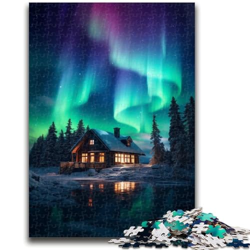 Puzzle 1000 Teile für Erwachsene und Jugendliche, „Hütte unter der Aurora“, Puzzles, Geburtstagsgeschenk, Geschenke, Wandkunst für Kinder ab 14 Jahren, (38x26cm) von GKJPOXZJ