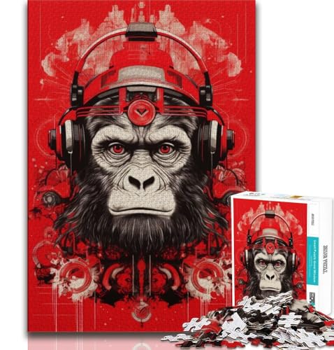 Puzzle 1000 Teile für Erwachsene und Jugendliche, AFFE mit Kopfhörern, dekomprimierendes intellektuelles Lernspielzeug ganze Familie, 75x50cm Puzzle 1000 Teile für Erwachsene und Jugendliche, AFFE mit Kopfhörern, dekomprimierendes intellektuelles Lernspielzeug ganze Familie, 75x50cm von GKJPOXZJ