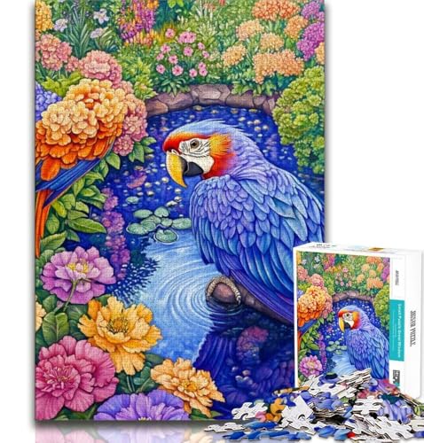 Puzzle 1000 Teile für Erwachsene und Jugendliche, Bunter Papagei, pädagogisches Familienspiel mit vollständig ineinandergreifenden, zufällig geformten Teilen, 75x50cm von GKJPOXZJ